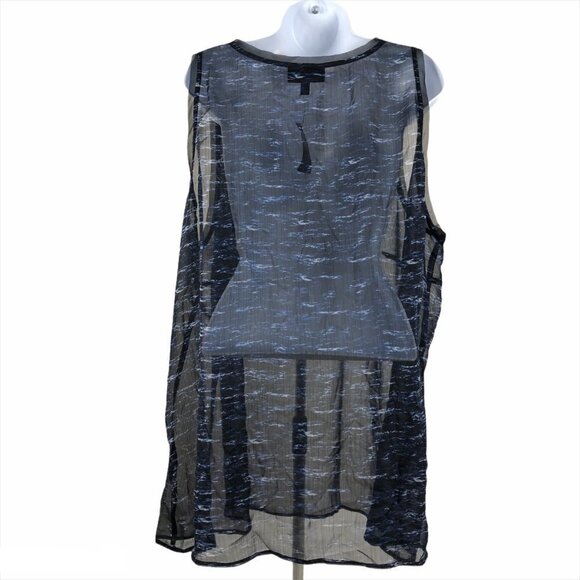 Lane Bryant Light Tank Top Sheer Blue Print Polyes - Picture 4 of 6